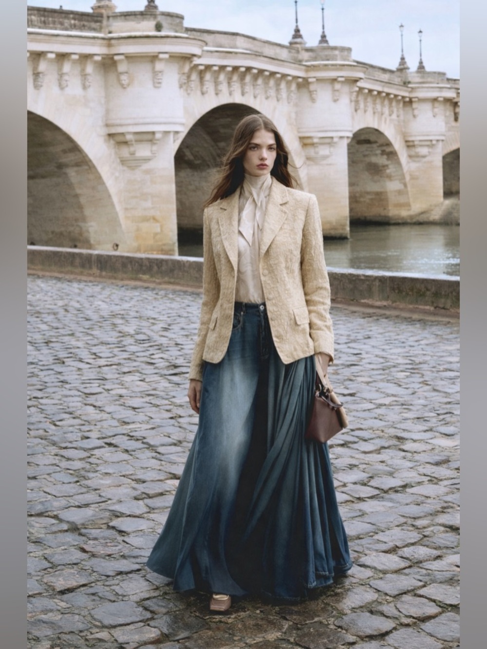 ERES Beverly Hills | Silk Jacquard Blazer | Neutral Slub Texture - Picture 8 of 8